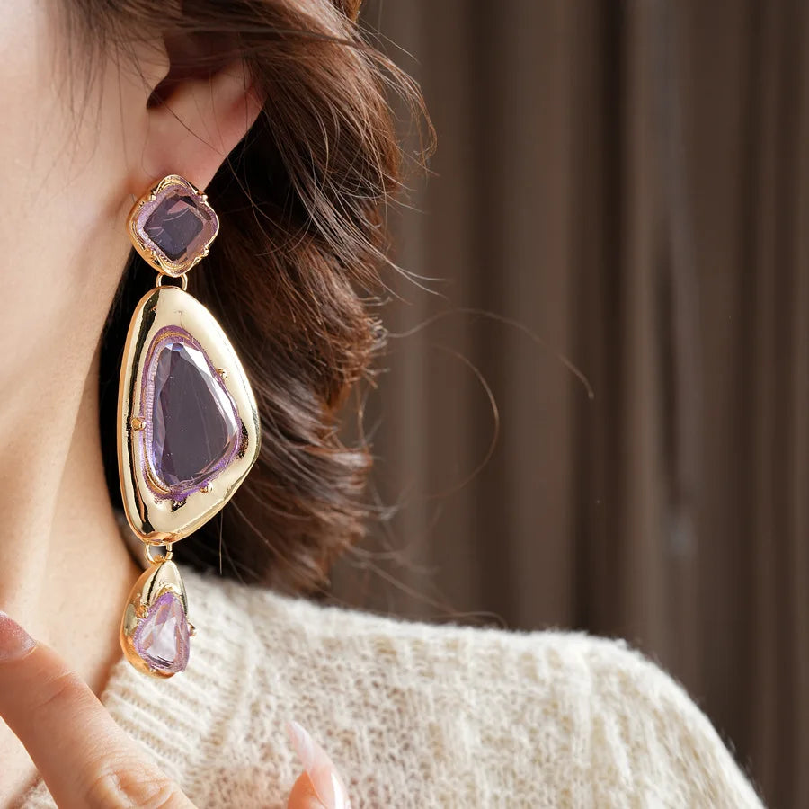 Vintage Irregular Earrings for Women Silver Needle Oval Tassel Drop Earring Light Luxury High-end Retro Jewelry Gifts