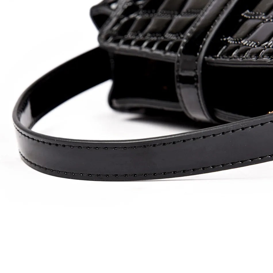 Women's Glossy Crocodile Embossed Patent Leather Bucket Bag Casual Top Handle Crossbody Shoulder Handbag for Daily Commute Sac