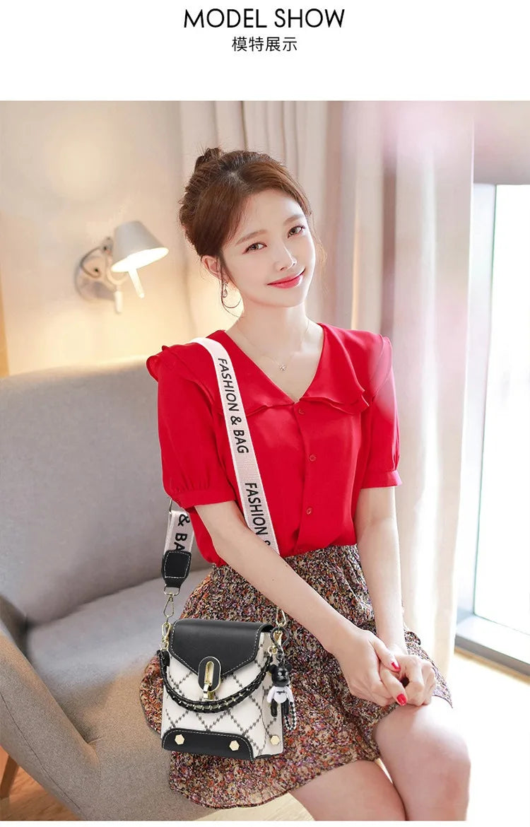 Korean version of simple and fashionable small square bag fashionable versatile shoulder messenger bag trendy mini mobile phone