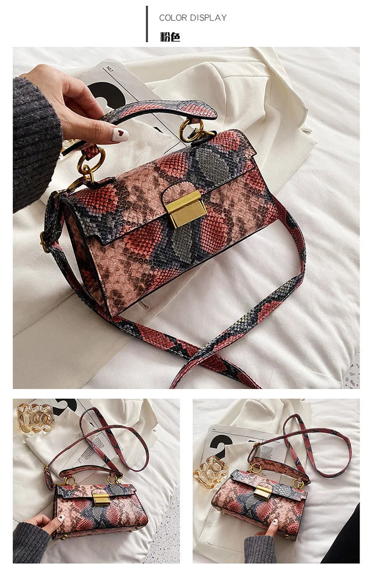 Fashionable High-end Texture Light Luxury Snake Print Niche Design Versatile Handhold Bag Shoulder Bag Crossbody Bag Armpit