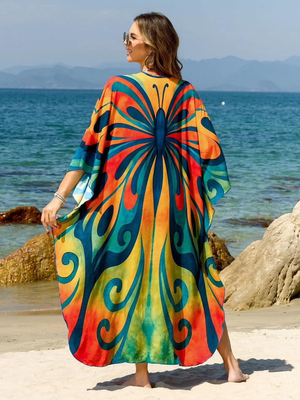 Caftans for Women Summer Beach Kaftan Dresses Tie Dye Printed Hand Woven Cover Ups for Swimwear Hot Sales
