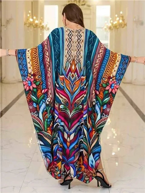 New 2025 Women's Cotton Beach Cover up Loose Kimono Sle Printed Sarong Swimwear Beach Coat Cross-Border Sports Fitn