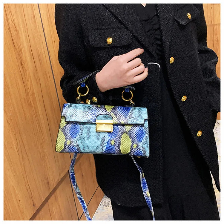 Fashionable High-end Texture Light Luxury Snake Print Niche Design Versatile Handhold Bag Shoulder Bag Crossbody Bag Armpit