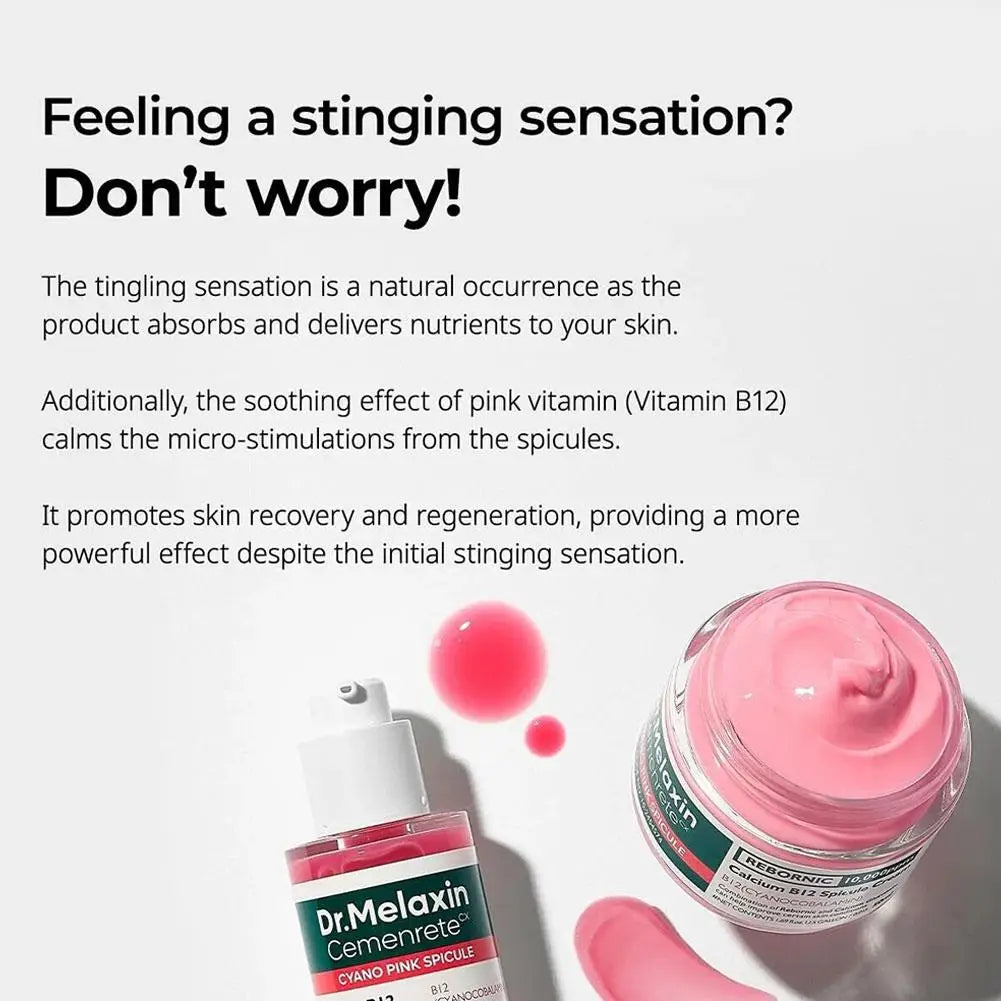 Dr.Melaxin Calcium B12 Pink Spicule Serum Cream Lighten Dark Spot Shrink Pore Wrinkle Reduction Enhance Skin Elasticity Skincare
