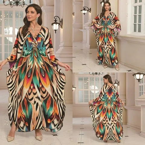 New 2025 Women's Cotton Beach Cover up Loose Kimono Sle Printed Sarong Swimwear Beach Coat Cross-Border Sports Fitn