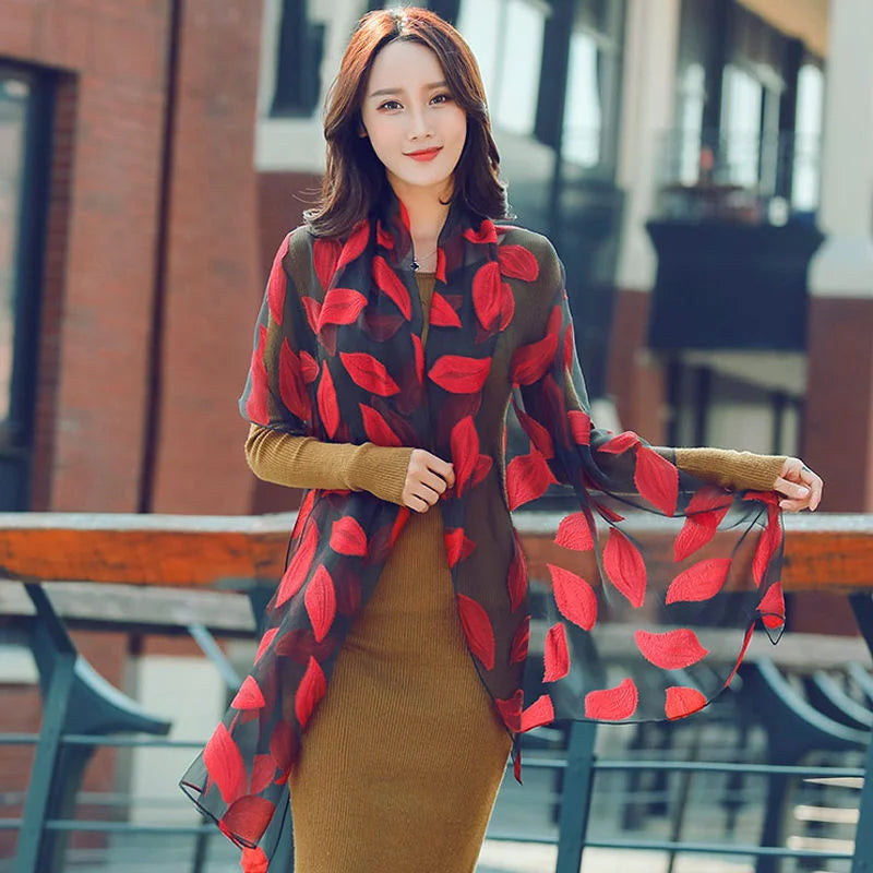 Silk Scarf Women Spring Autunm Scarf Women's Long Shawl Autumn and Winter Echarpe High-quality Lady Elegant Hijab Wraps