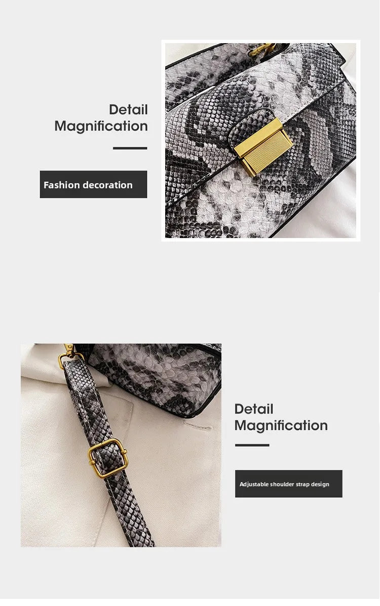 Fashionable High-end Texture Light Luxury Snake Print Niche Design Versatile Handhold Bag Shoulder Bag Crossbody Bag Armpit