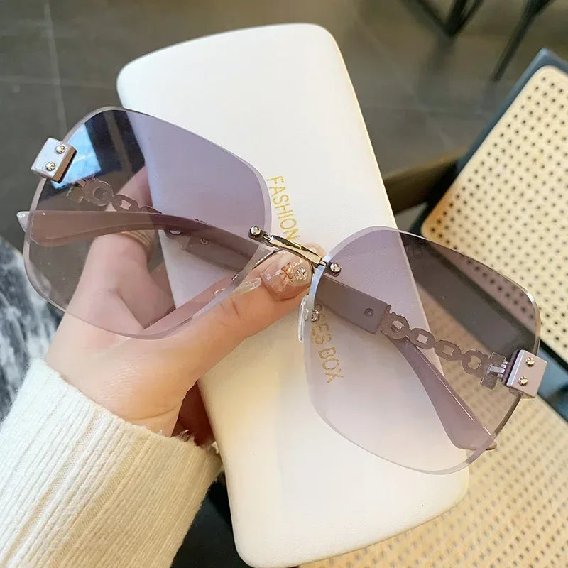 New Square Sunglasses Women Beautiful Brand Designer Colorful Sun Glasses Female Rimless Round Outdoor Eyewear