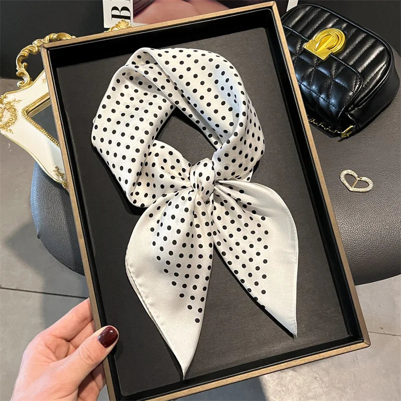 Luxury Brand Women Leopard Print Square Hijab Scarf Soft Satin Silk-like Small Neck Scarf Stylish Casual Headscarf