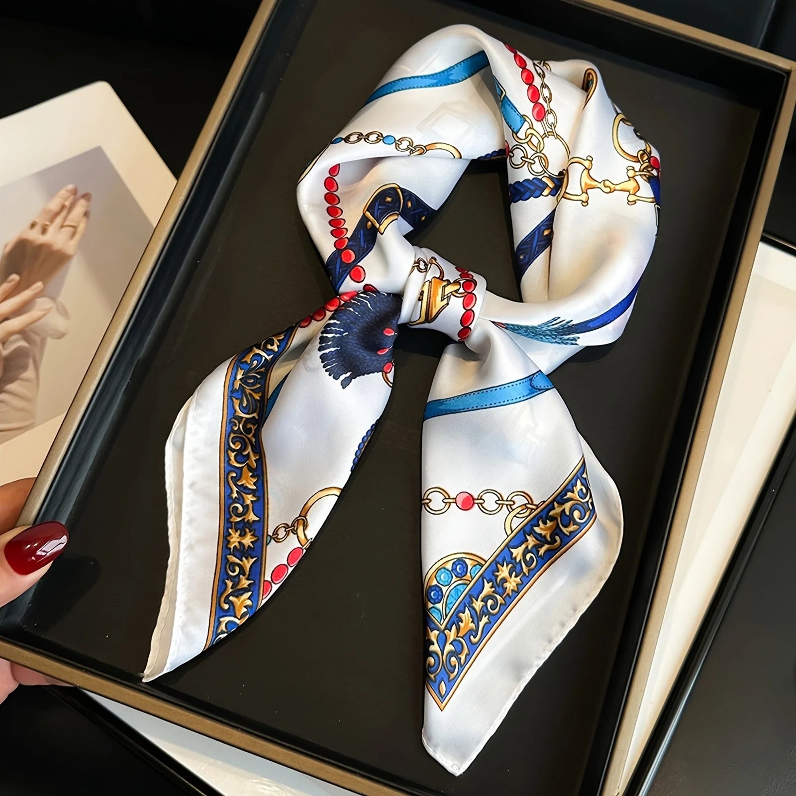 Luxury Brand Women Leopard Print Square Hijab Scarf Soft Satin Silk-like Small Neck Scarf Stylish Casual Headscarf