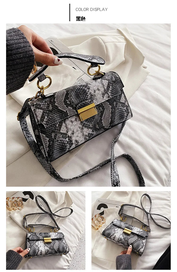 Fashionable High-end Texture Light Luxury Snake Print Niche Design Versatile Handhold Bag Shoulder Bag Crossbody Bag Armpit