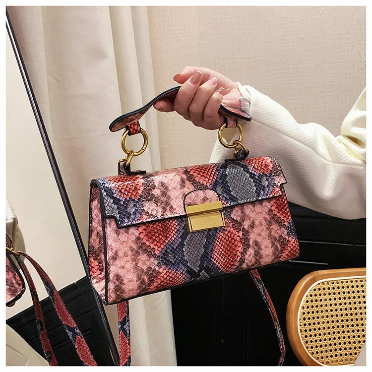 Fashionable High-end Texture Light Luxury Snake Print Niche Design Versatile Handhold Bag Shoulder Bag Crossbody Bag Armpit