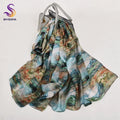 [BYSIFA] New Blue Green Silk Scarf Shawl Women Fashion Brand 100% Pure Silk Long Scarves Autum Winter Warm Neck Head Scarf Hijab