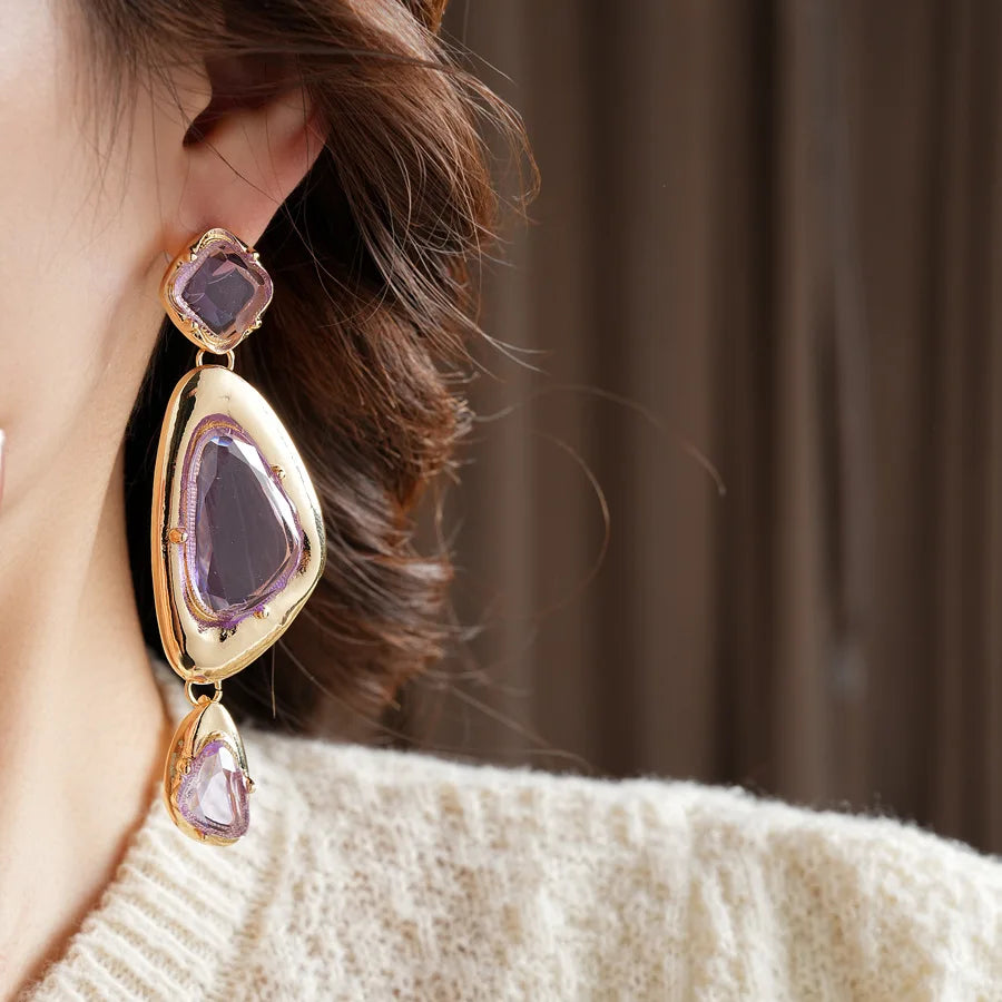 Vintage Irregular Earrings for Women Silver Needle Oval Tassel Drop Earring Light Luxury High-end Retro Jewelry Gifts