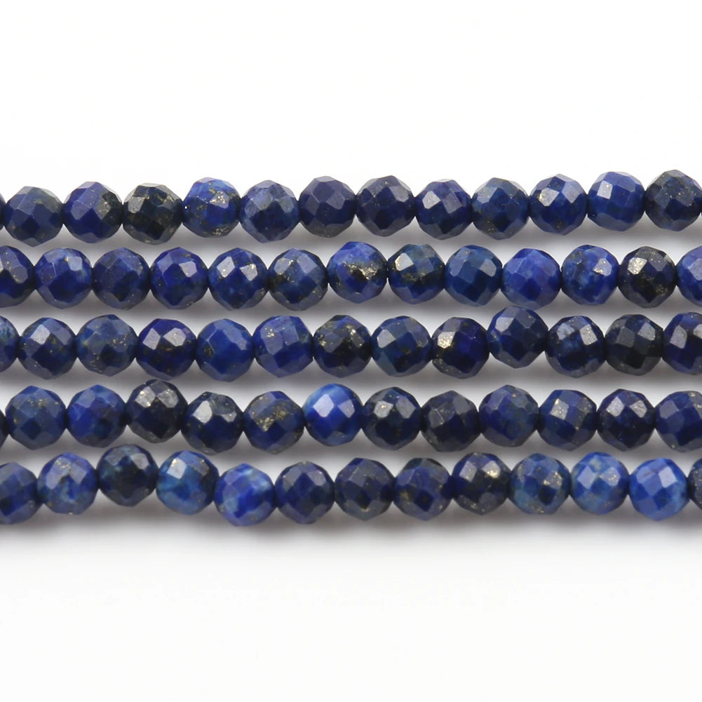 2 3 4mm Natural Faceted Blue Sapphire Stones Loose Spacer Beads for Jewelry Making DIY Bracelet Earrings Accessories 15''Inch