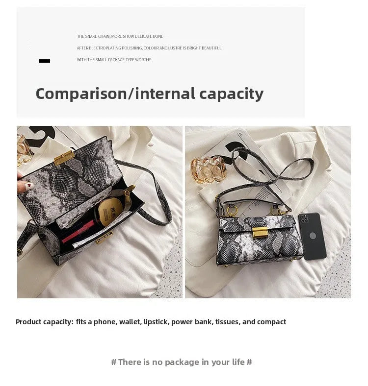 Fashionable High-end Texture Light Luxury Snake Print Niche Design Versatile Handhold Bag Shoulder Bag Crossbody Bag Armpit