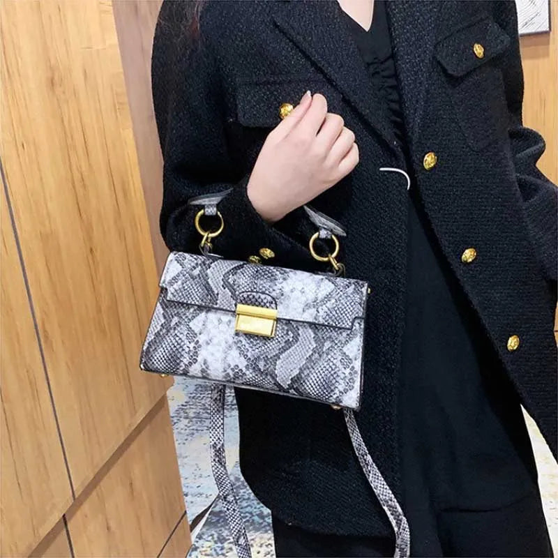 Fashionable High-end Texture Light Luxury Snake Print Niche Design Versatile Handhold Bag Shoulder Bag Crossbody Bag Armpit
