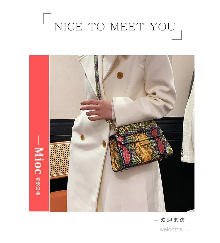 Fashionable High-end Texture Light Luxury Snake Print Niche Design Versatile Handhold Bag Shoulder Bag Crossbody Bag Armpit