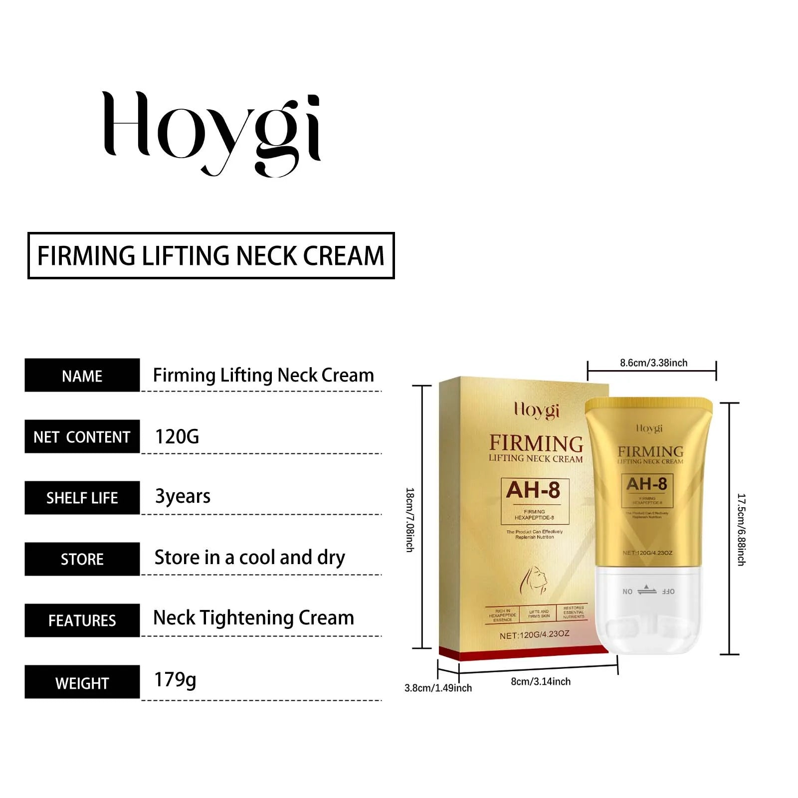 AH-8 Neck Firming Roller Cream Moisturizing Lifting Brighten Skin Fades Fine Lines Reduce Double Chin Massage Firm Neck Cream