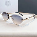 Trendy Rimless Sunglasses Women Luxury Pearl Sun Glasses For Women Fashion UV400 Driving Shades Frameless Gradient Eyewear